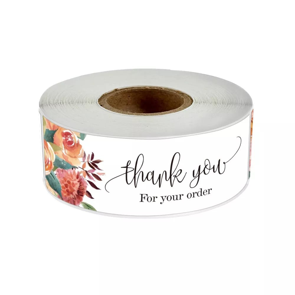 

120 pcs Set Sticker Thank You for Your Order: Floral White
