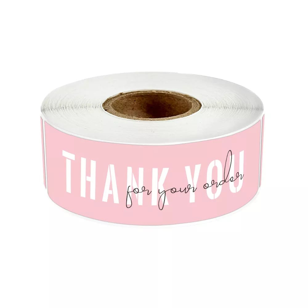 

120 pcs Set Sticker Thank You for Your Order: Pink White