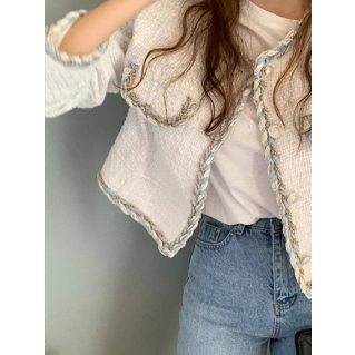 Korean Style Jaket Wanita Terbaru Lengan Panjang Jacket Kotak-kotak Outer Crop Atasan Wanita