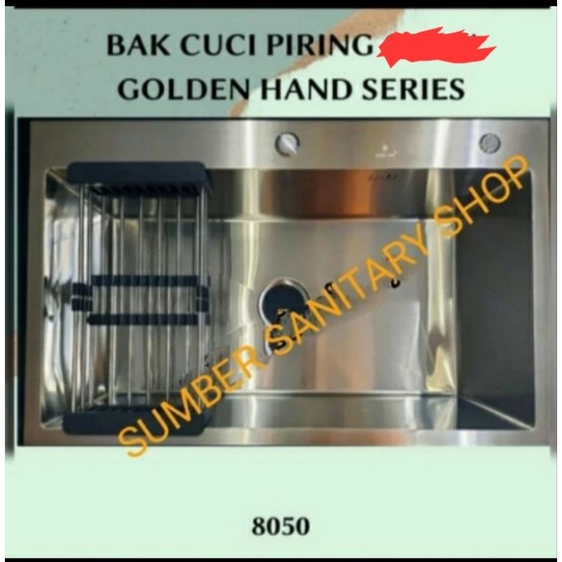 Kitchen sink 8050 golden hand komplit kran flexibel / Bak cuci piring 8050 komplit kran flexibel