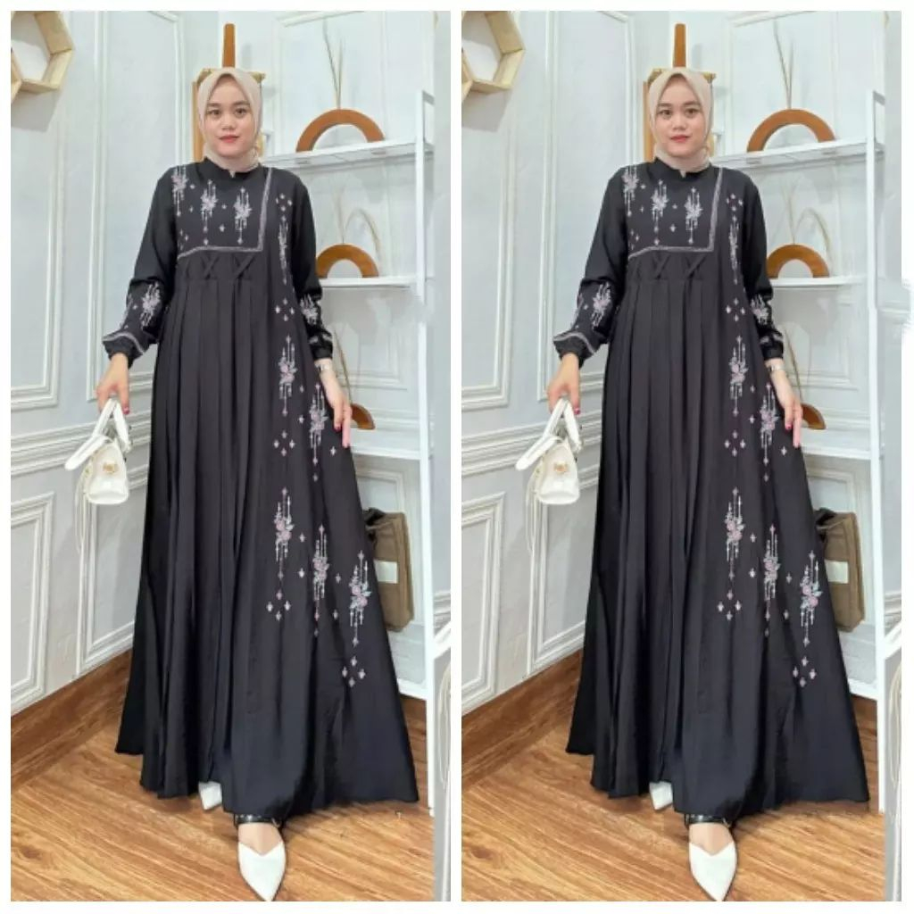 karina maxy dress Gamis mewah baju kondangan aplikasi bordir elegan terbaru 2023 Gamis lebaran kekinian