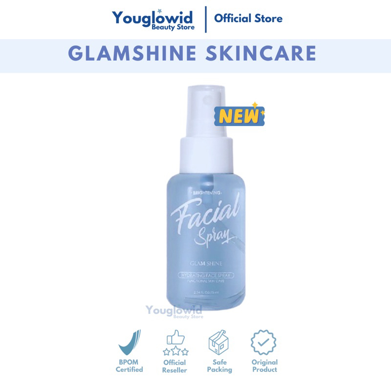 【Official Agent】GLAMSHINE SKINCARE Brightening Facial Spray Face Mist Essential Water Kulit Wajah Sensitif Melembabkan Meredakan Peradangan Antioksidan Primer Makeup Setting Spray Makeup Tahan Lama Pencerah Pemutih Wajah Glowing Whitening Viral BPOM