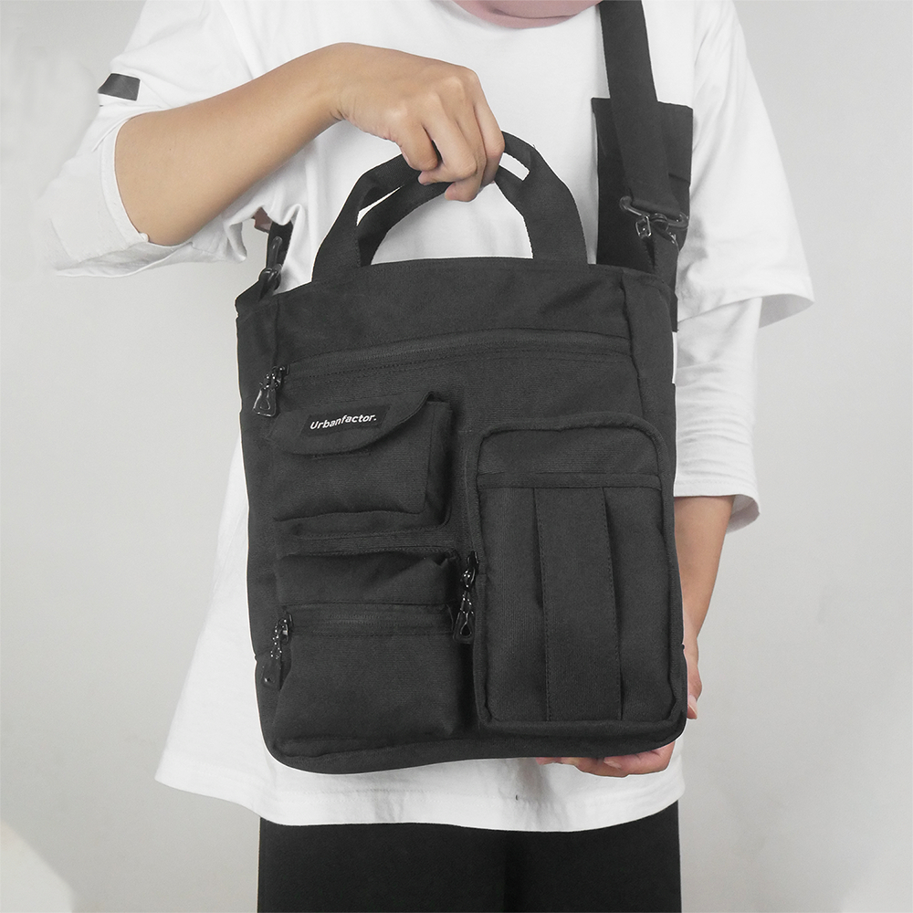 FUSION BLACK |ManNeedMe x URBAN| Tas Selempang Pria Wanita Tas Jinjing Tote Bag ORIGINAL