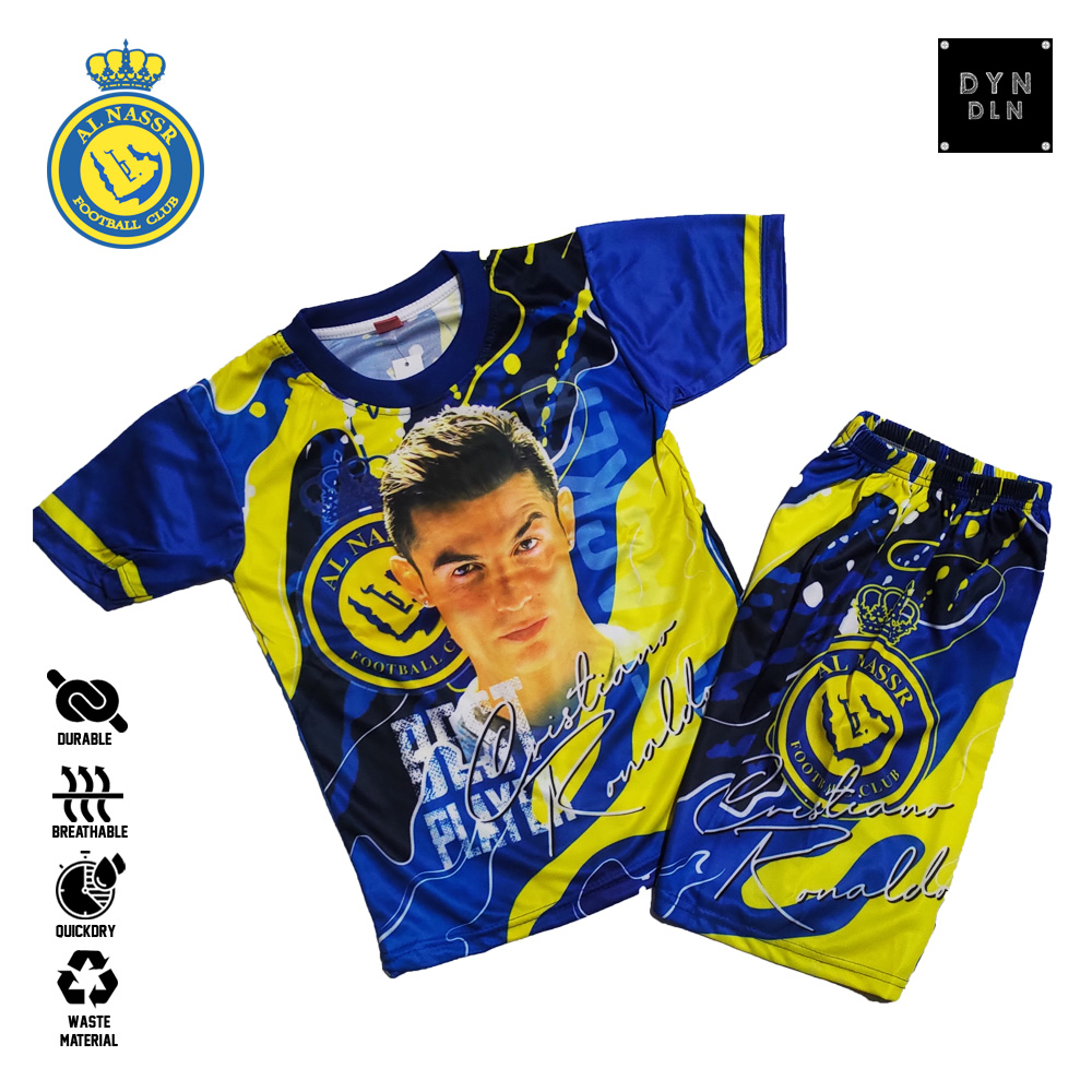 Setelan Baju Anak Cristiano Ronaldo Al Nassr/ Baju Anak Laki Cristiano Ronaldo/ Jersey Al Nassr Anak