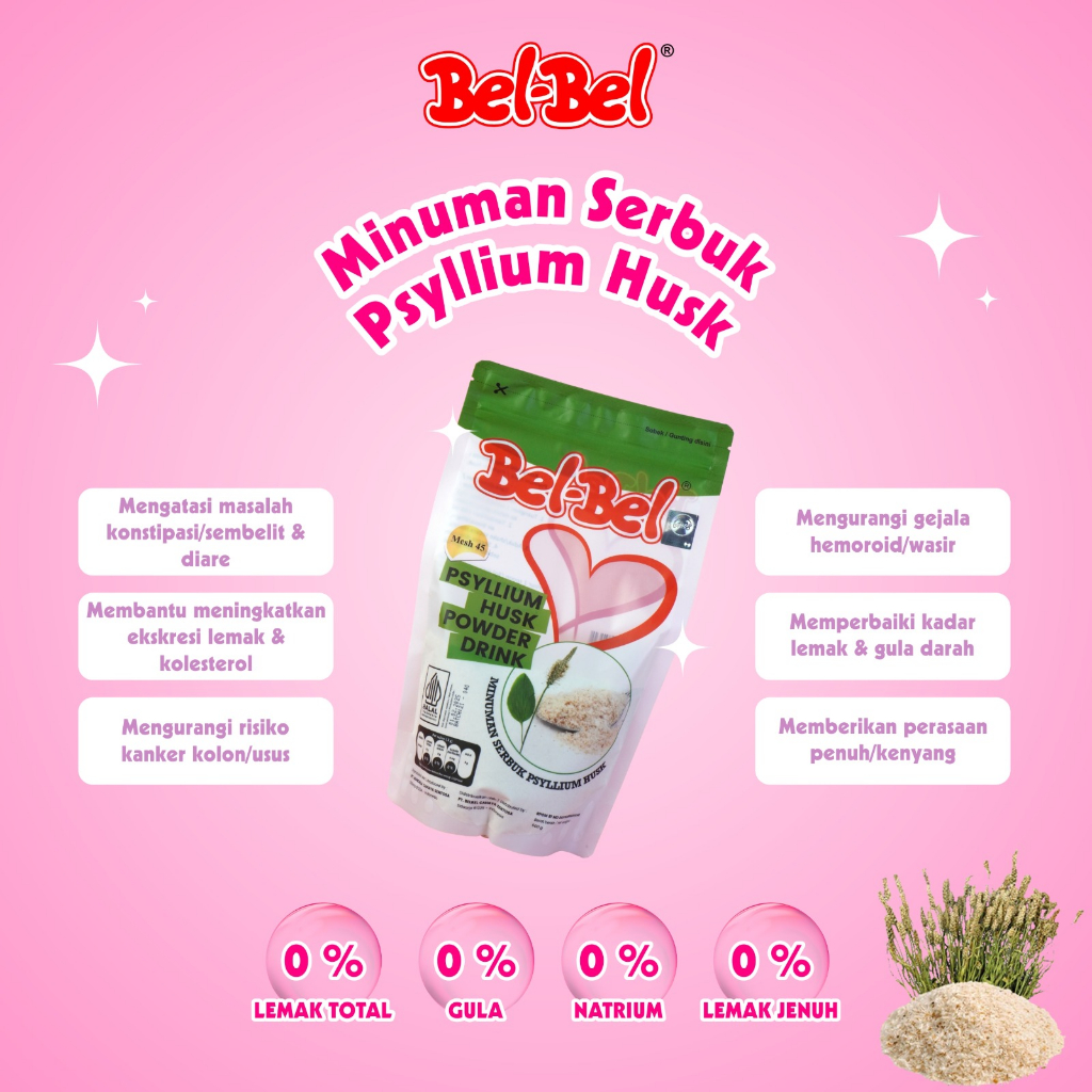 

Psyllium Husk Powder Murni Minuman Tinggi Serat | Halal BPOM | 300 Gram dan 500 Gram