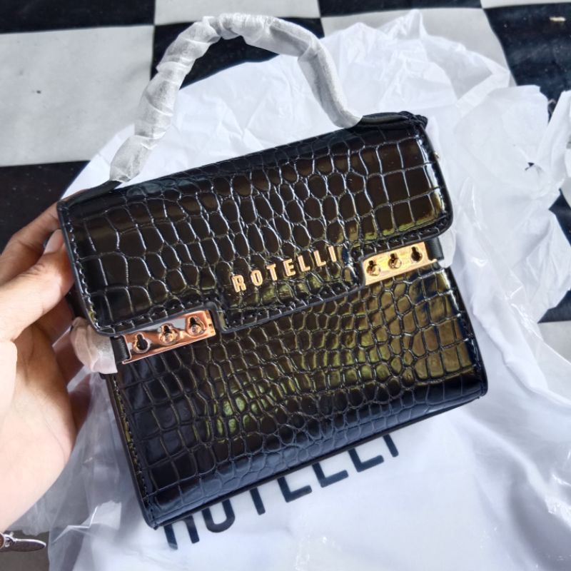 BISA COD MAKASSAR TERMURAH, TAS ROTELLI ORIGINAL ART 838 BLACK