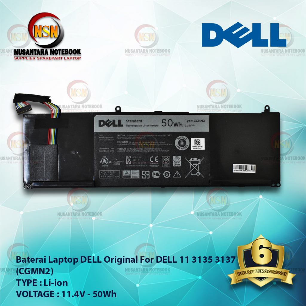 Baterai Laptop DELL ORI 11 3135 3137 CGMN2 11.4V 50Wh