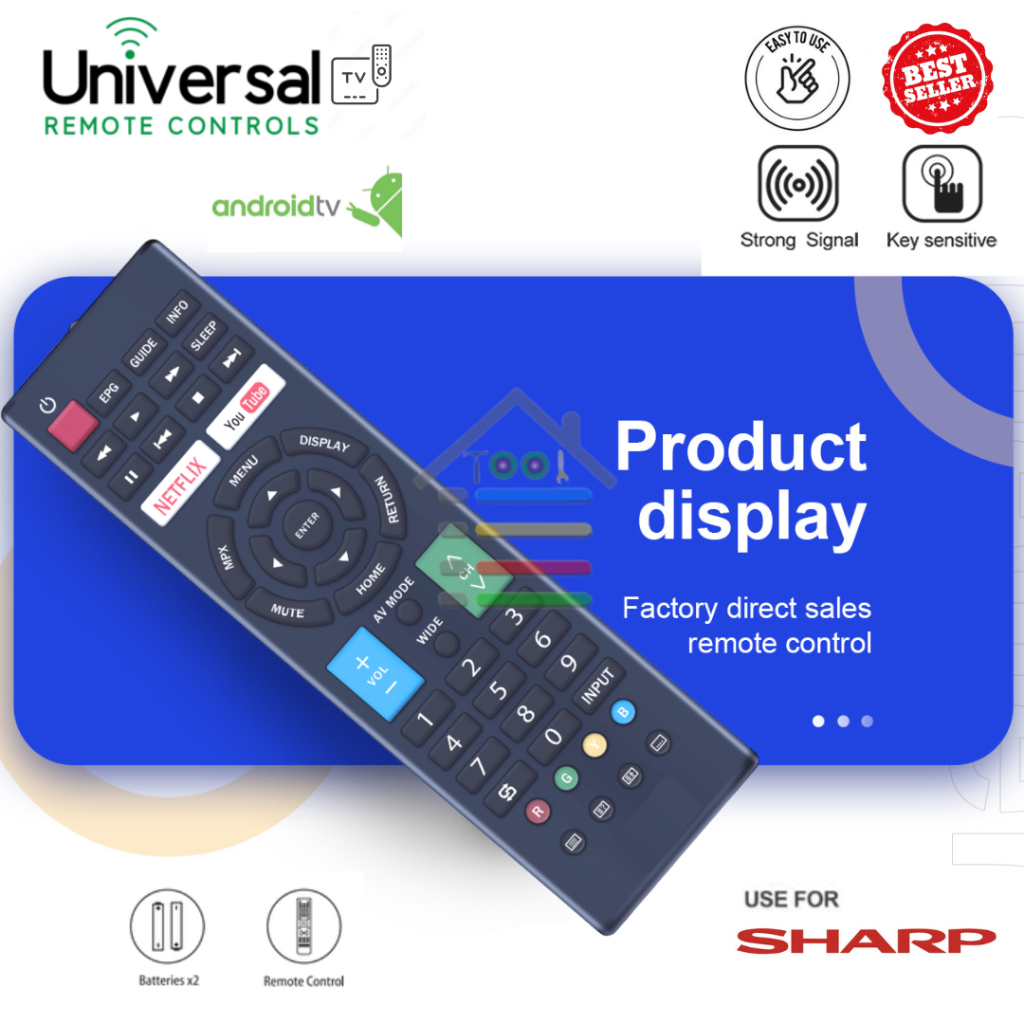 REMOTE SHARP AQUOS SMART TV YOUTUBE NETFLIX UNIVERSAL SHP950TR