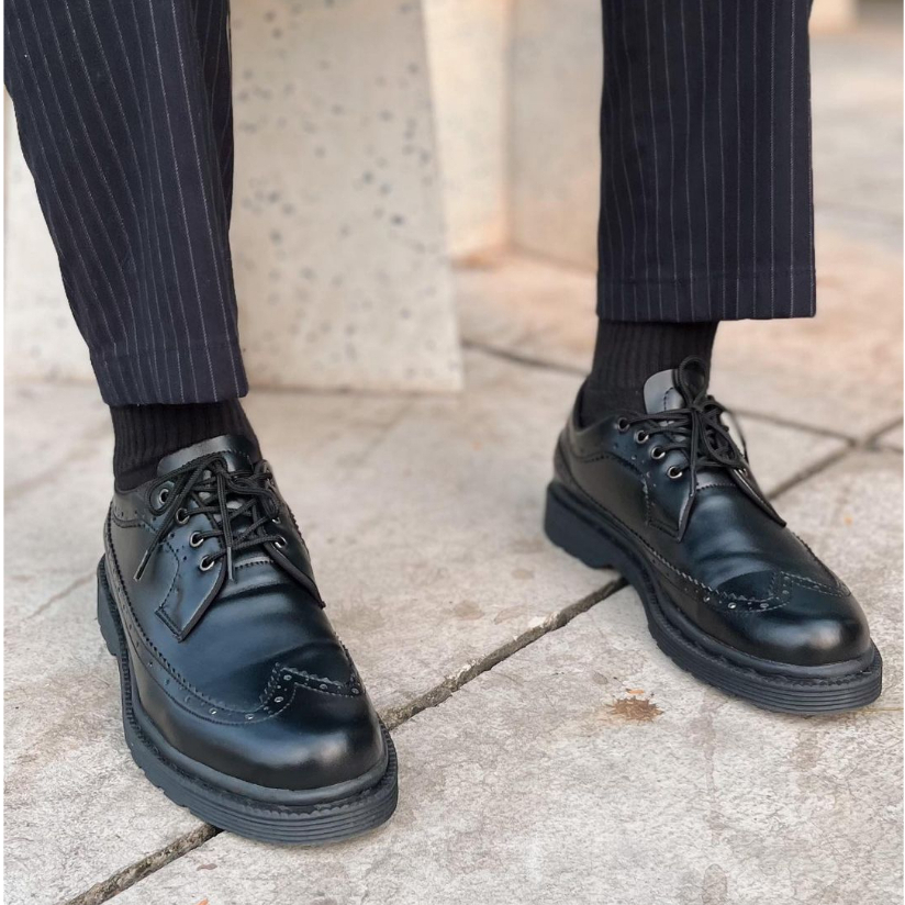 Sepatu Formal Casual Wingtip Black Pantopel Kerja Kantor Kuliah Santai Oxford Original - Dylan Men