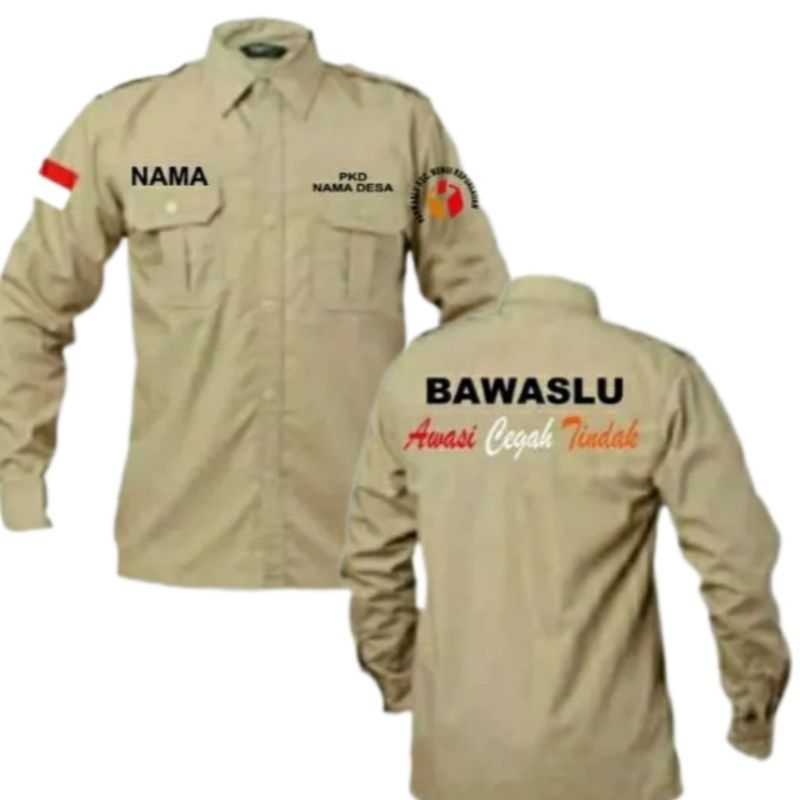 KEMEJA SERAGAM BAWASLU BORDIR || BAWASLU AWASI CEGAH TINDAK