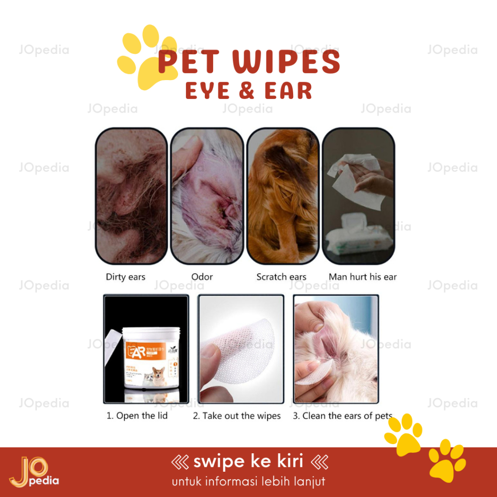 PET EYE WIPES EAR Tisu Basah Mata Telinga Kucing Anjing Pembersih Tear Stain Tissue