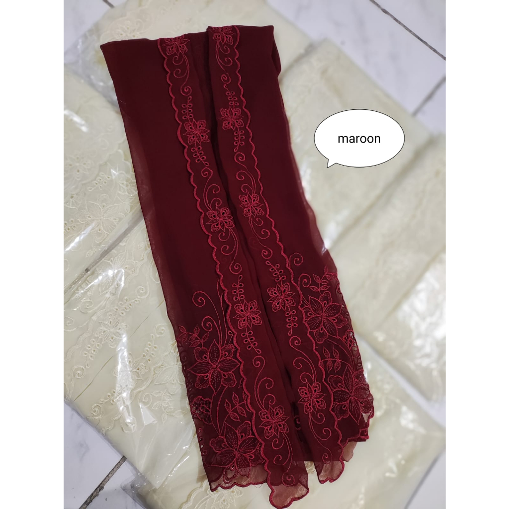 kain kebaya bordir manual leher lipat