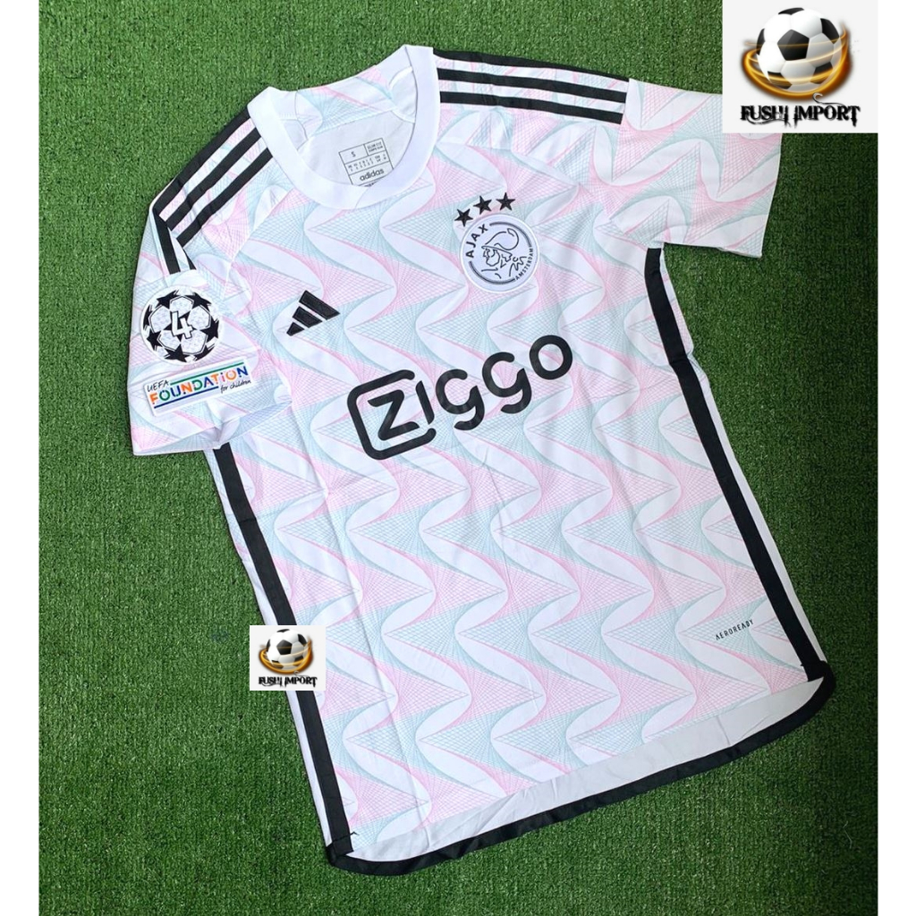 Jersey Baju Bola Ajax Away Full Patch 2023 2024 Grade Ori