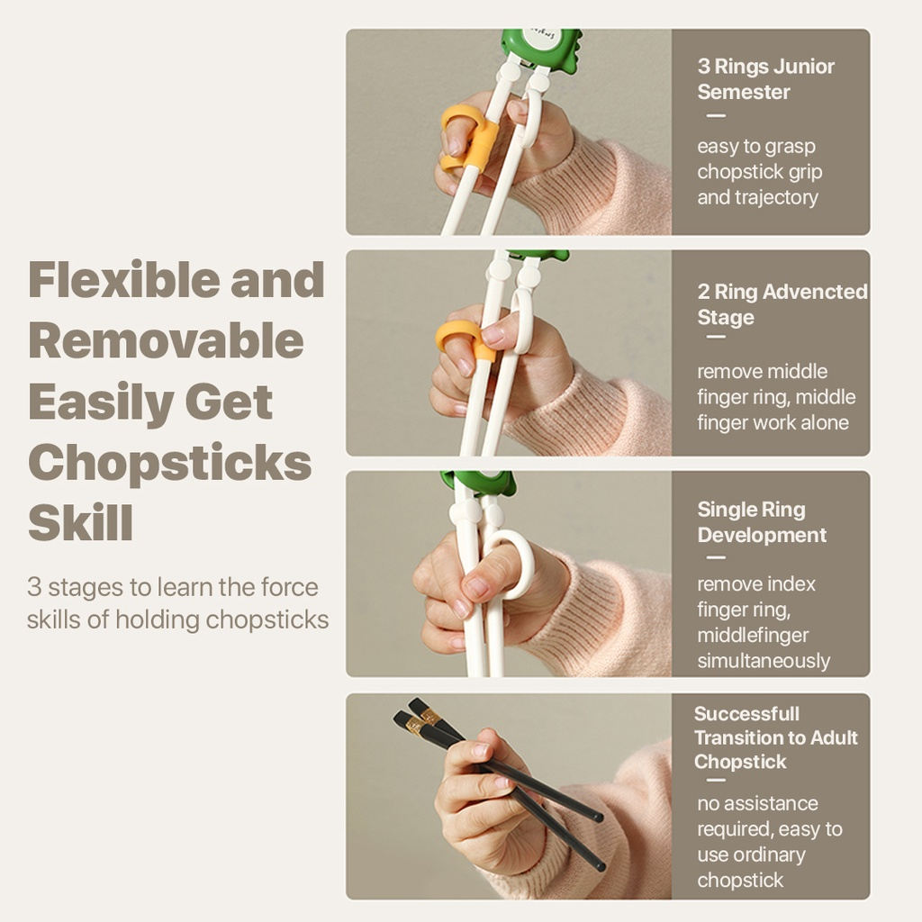 Sakumini X Beiens Baby Dino Chopstick Training Sumpit Belajar Makan Bayi Anak