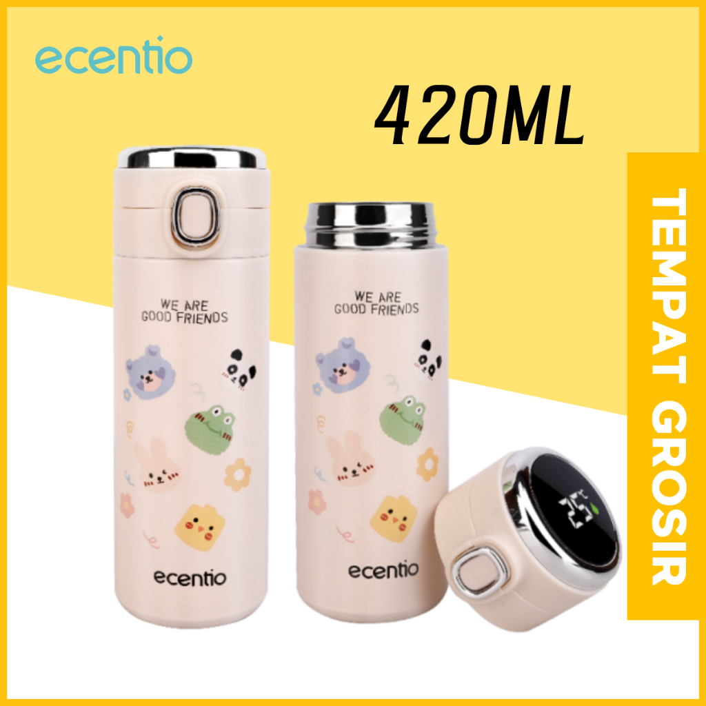 ecentio botol minum termos 420ml stainless 304 Vacuum Flask/Tumbler cerdas LED suhu