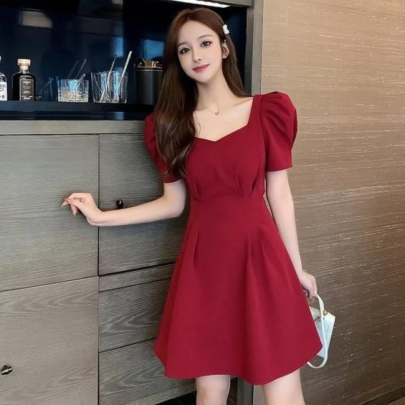 Basic id fashion Korean  style  lengan pendek  / Mini Dres wanita / Gaun elegant