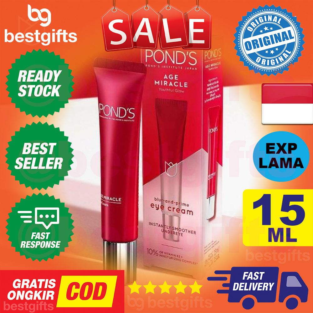 POND'S PONDS AGE MIRACLE YOUTHFUL GLOW EYE CREAM ANTI AGING + GLOWING WITH RETINOL, NIACINAMIDE &amp; PREBIOTICP - 15 ML