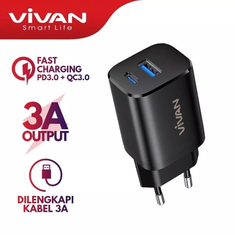 VIVAN Power Super 30 Adaptor Charger 3A Batok Charger 30W Quick Charge 3.0