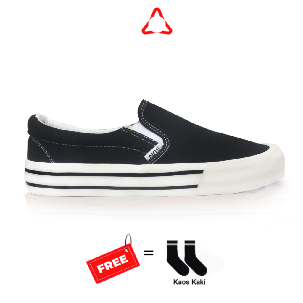 Sun Casual - Metro AllBlack - Sepatu Slip on Unisex | Slip on Pria | Slip On Wanita