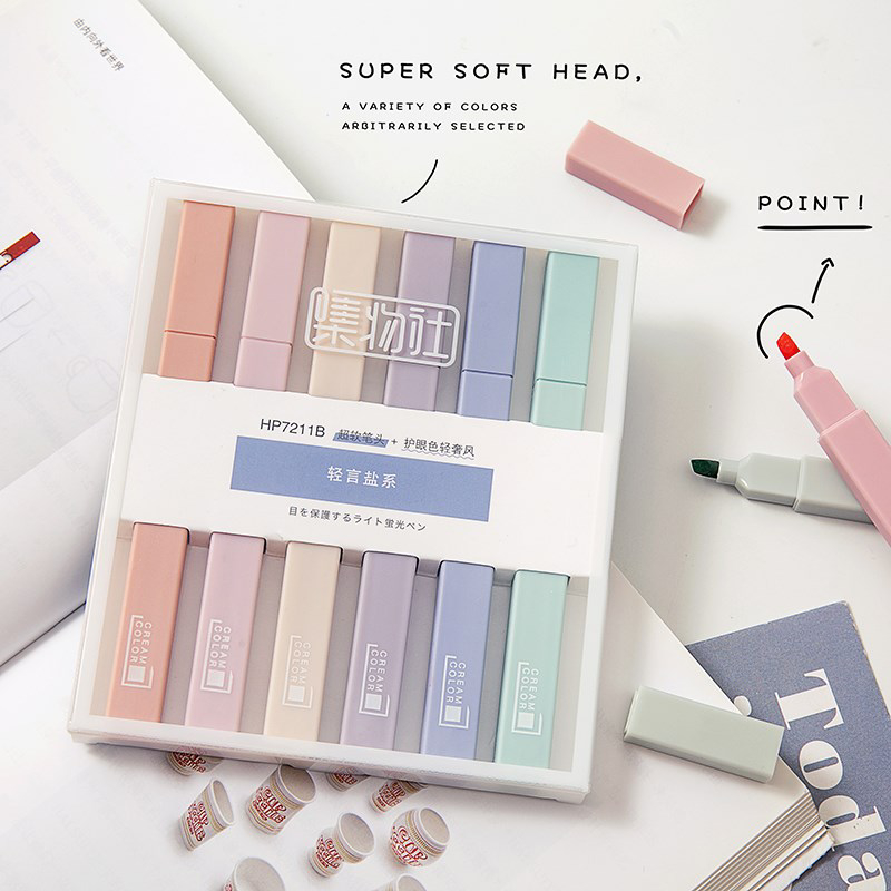 

Stabilo highlighter pastel marker Highlighter marker Morandi color & Macron pastel double tip 6 colors