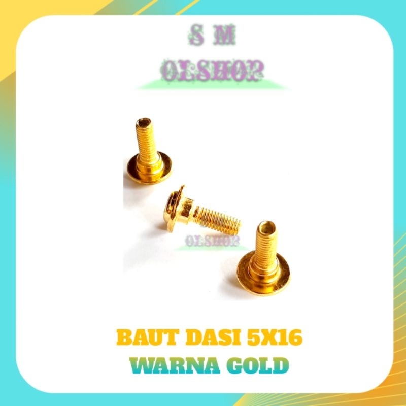 10 PCS BAUT DASI 5×16 GOLD BAUT DASI MOTOR 5X16 BAUT COVER BODY MOTOR HONDA REVO UKURAN M5X16