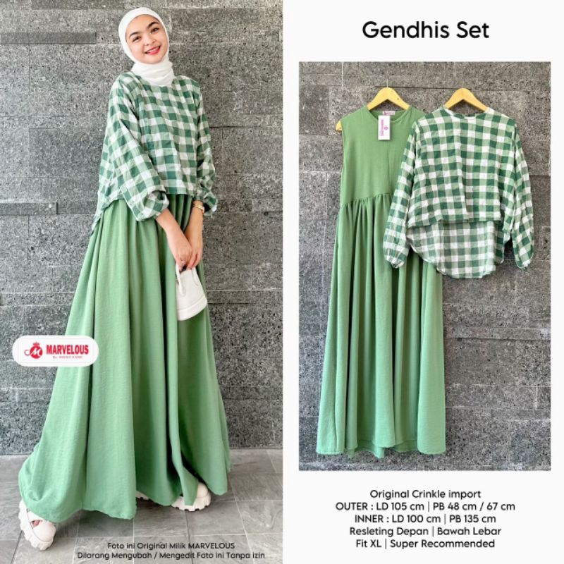 GENDHIS SET BY MARVELOUS / ONESET WANITA MUSLIMAH / Setelan dress LD 105