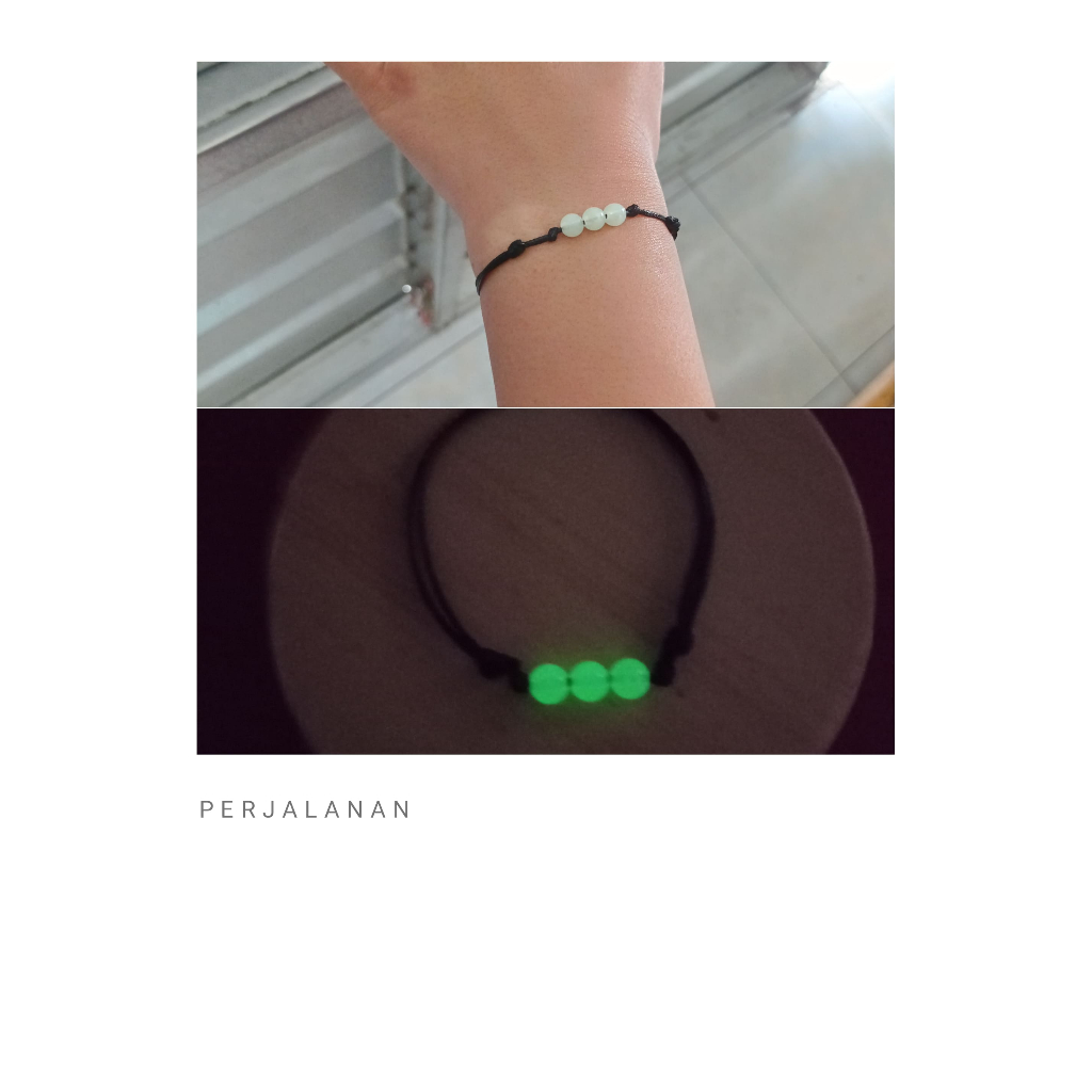 (COD) GELANG KEBERUNTUNGAN MOTE BULAT 3 PCS GLOW IN THE DARK BISA MENYALA SAAT GELAP