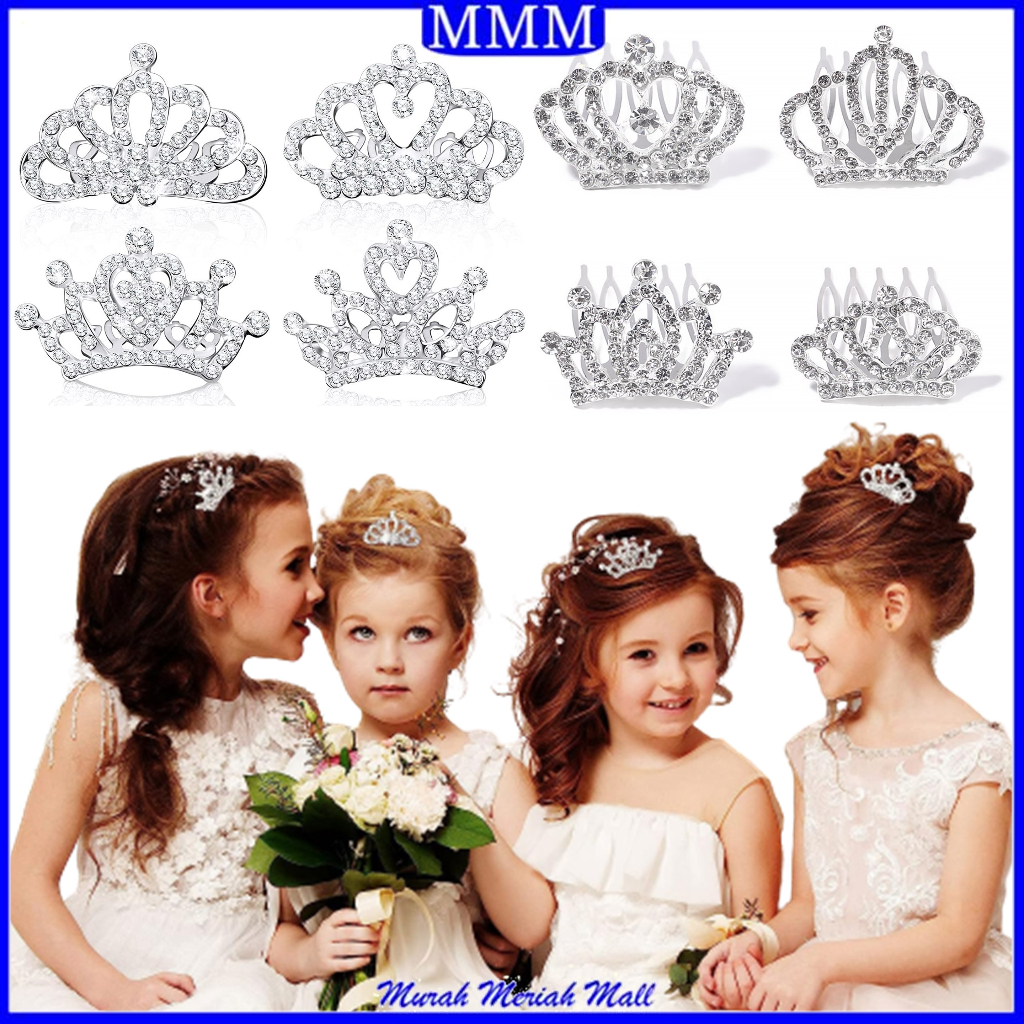 MMM Jepit Rambut Sirkam Mahkota Anak perempuan Aksen Berlian Imitasi Untuk wanita Sisir Sirkam Mutiara Putri pengantin Tiara Wanita Crown Berlian Women JewelryAksesoris Rambut Ala Princes Murah Import