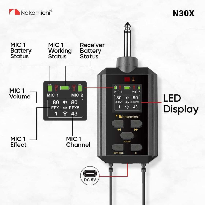 Mic Dynamic Microphone wireless Nakamichi N30X N 30X Original Asli mik