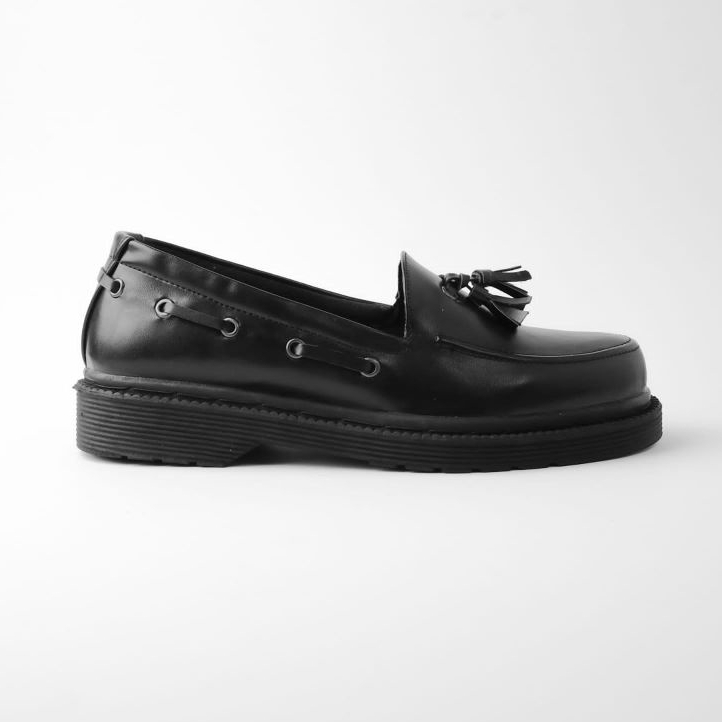 Sepatu Loafers Kulit Slip On Formal Casual Pria Loafer Kerja Kuliah Kondangan Original - Xander Full Black