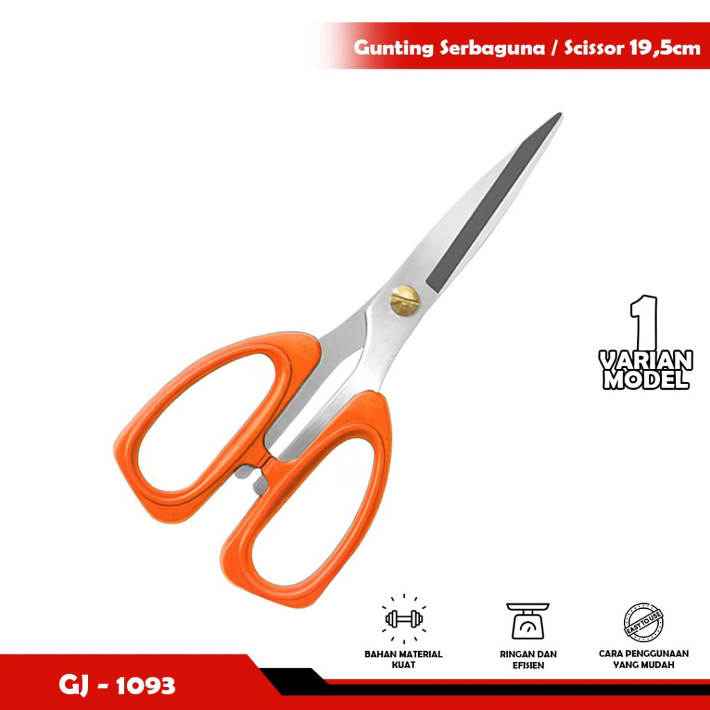 GUNTING DAPUR - GUNTING KERTAS YS2101 Scissor-19.5CM WARNA ORANGE-yoyosoo