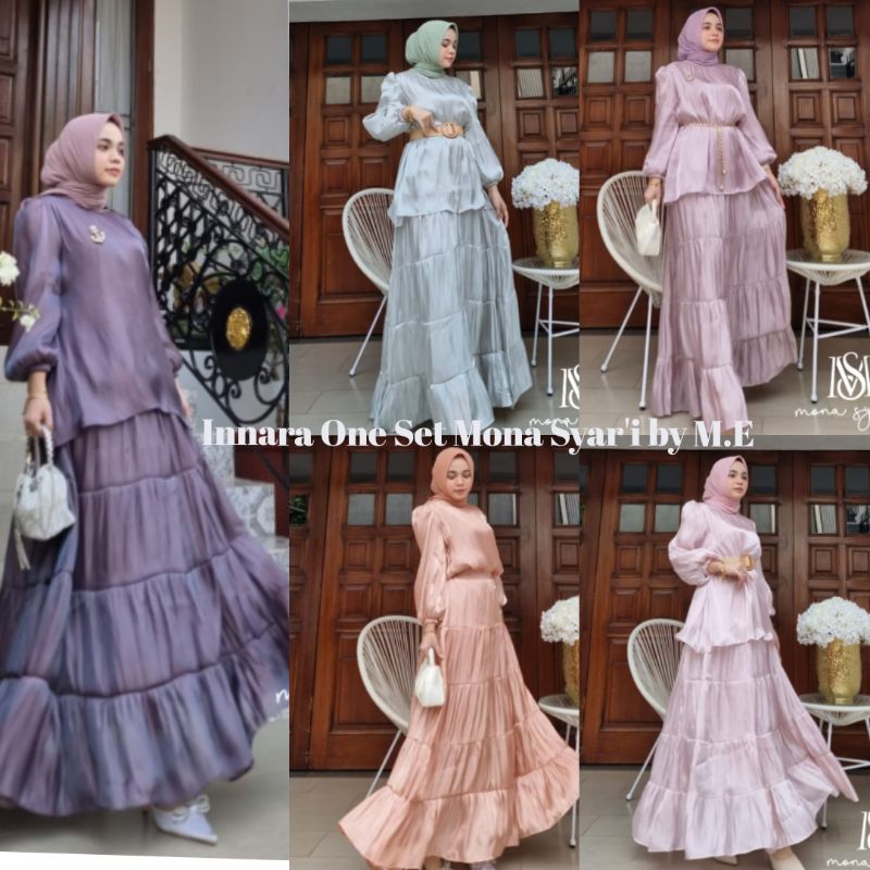 NEW COLLECTION INNARA ONE SET SKIRT MONA SYAR'I by M.E, 100% Original & Real Pic