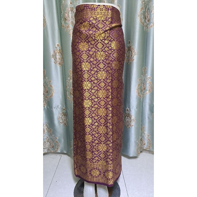 ungu terong gold kain rok span bawahan setelan songket lilit kebaya tenun palembang modern aneka war