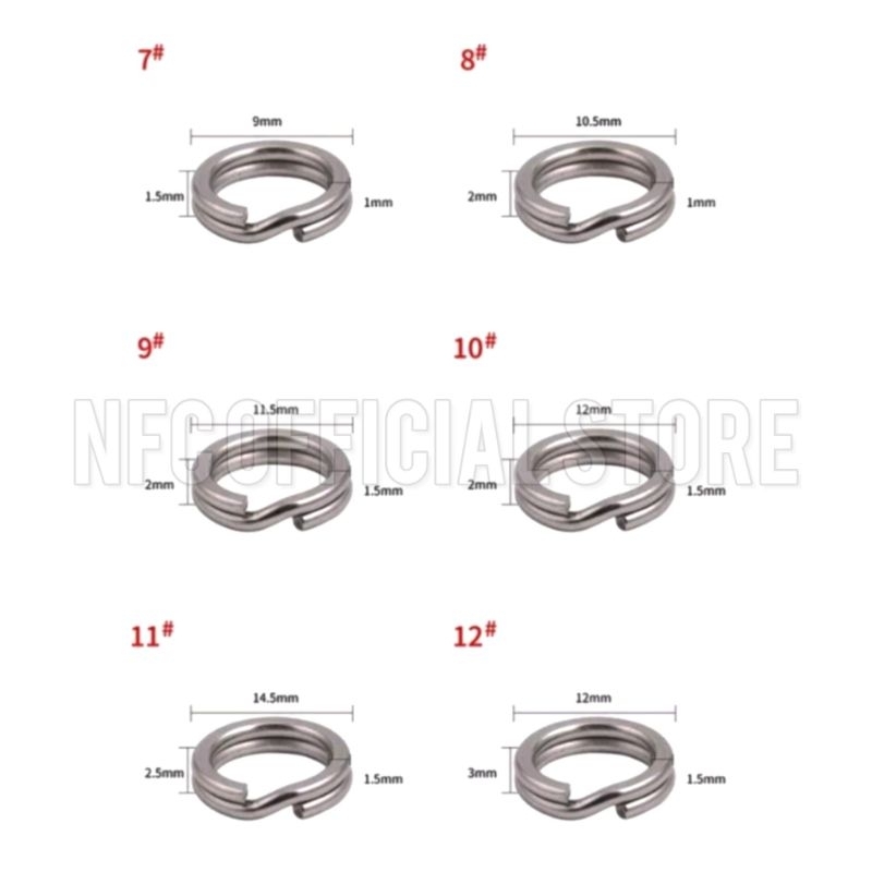 1 Pack isi 10 Pcs Ring Split Bahan Stainless Steel