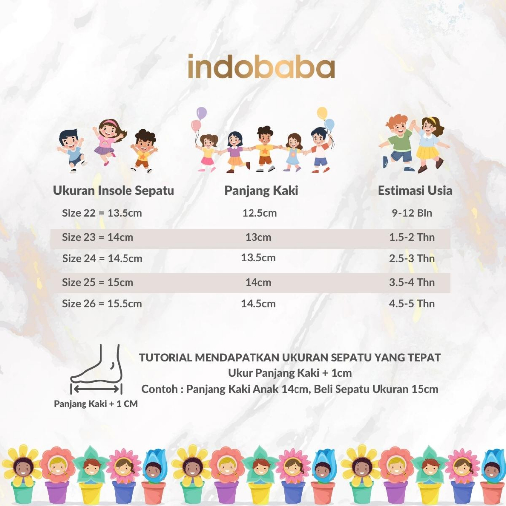 indobaba Sepatu Anak Perempuan Sneakers Anak Import Sintetis Usia 1-5 Tahun S162