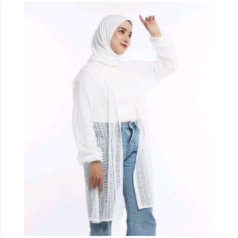 Cardigan Brokat Lengan Panjang atasan outher brukat Outer Brokat outer Tulle outer Organza outer ren