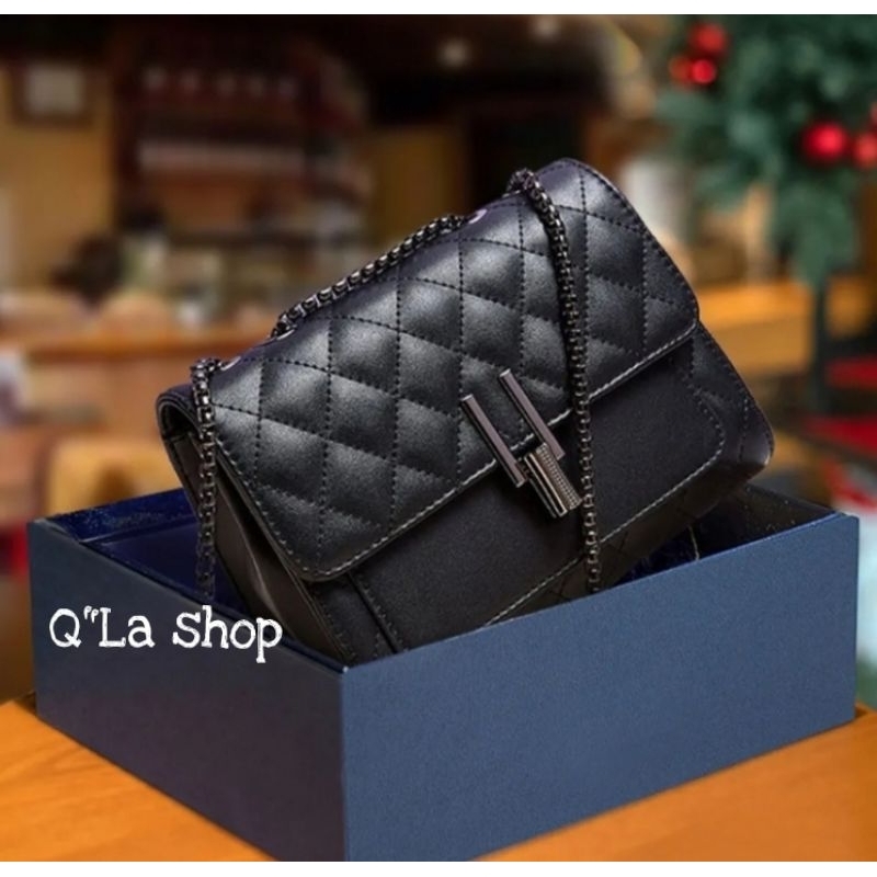 SLINGBAG TERBARU GHELSIE BN/TAS WANITA TALI RANTAI ULIR BLACK/TAS SELEMPANG AMORA KEKINIAN