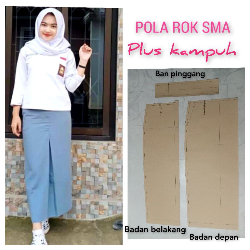 pola rok panjang SMA plus kampuh
