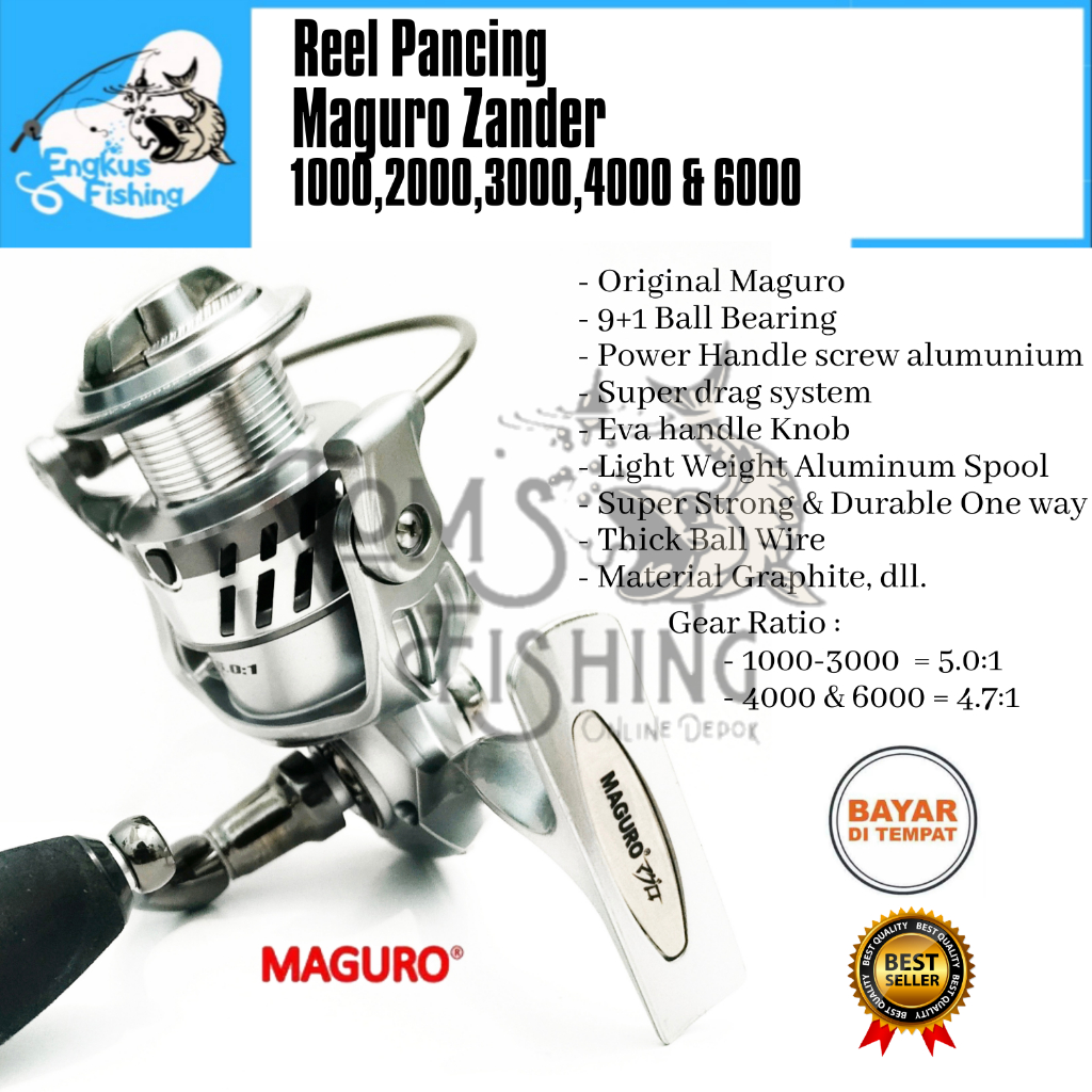 Reel Pancing Maguro Zander 1000 - 6000 Original (9+1 Bearing) Power Handle  - Engkus Fishing
