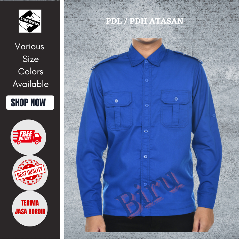 Baju Kemeja PDL PDH Tactical Lengan Panjang Pria Taktikal Outdoor Cowok Premium Bisa Custom Bordir B