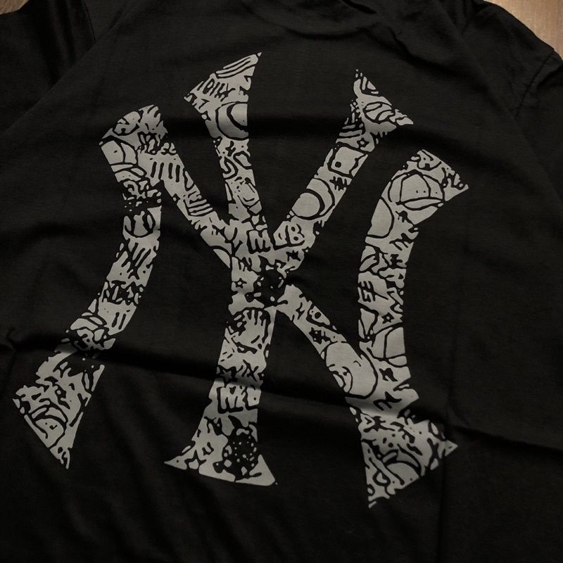 KAOS BAJU - MLB YANKEES NY YN - LOGO BIG BLACK HITAM FULLTAG &amp; LABEL