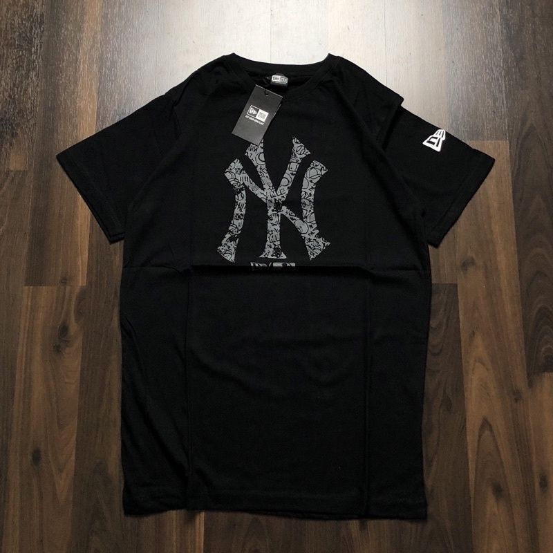 KAOS BAJU - MLB YANKEES NY YN - LOGO BIG BLACK HITAM FULLTAG &amp; LABEL