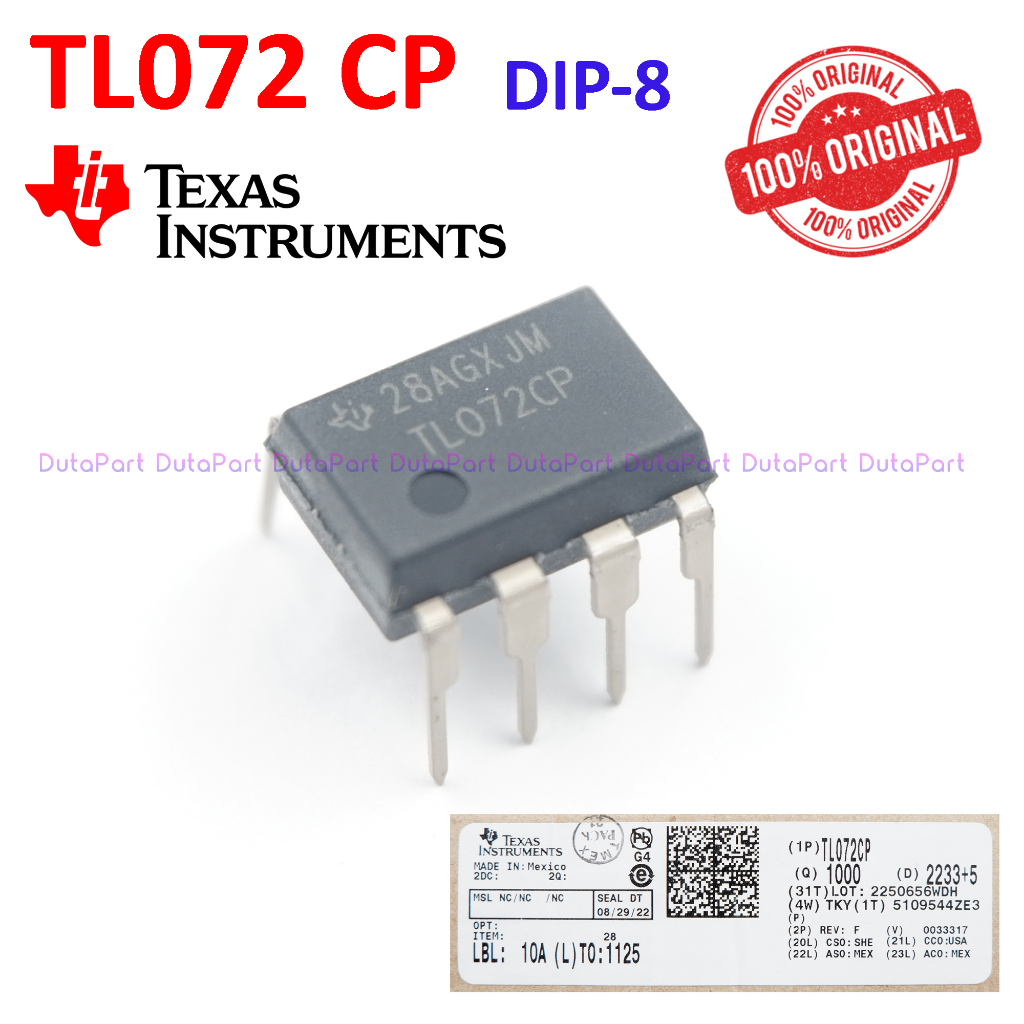 TL072 TL072CP ORIGINAL TEXAS INSTRUMENTS TL 072 CP Op Amps JFET DIP-8