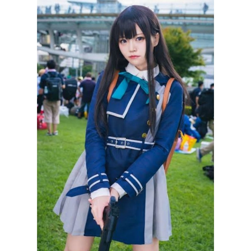 fullset dengan wig cosplay Takina Inoue lycoris recoil costume