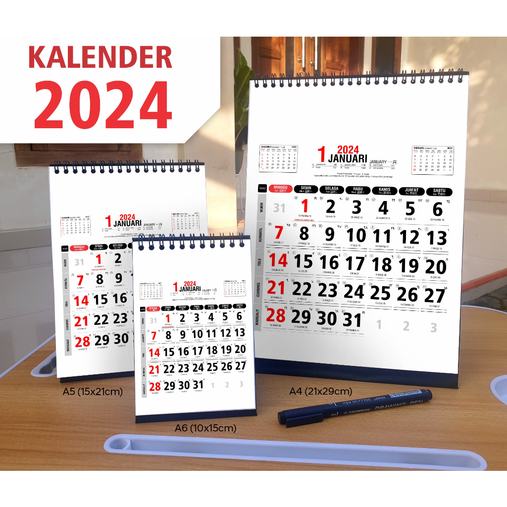 

Kalender meja 2024 dan 2025 catatan 06, ukuran A6 A5 A4, kalender kerja dilengkapi dengan penaggalan jawa, pasaran, hijriyah, pranotomongso, kalender kerja 2024, kalender 2024