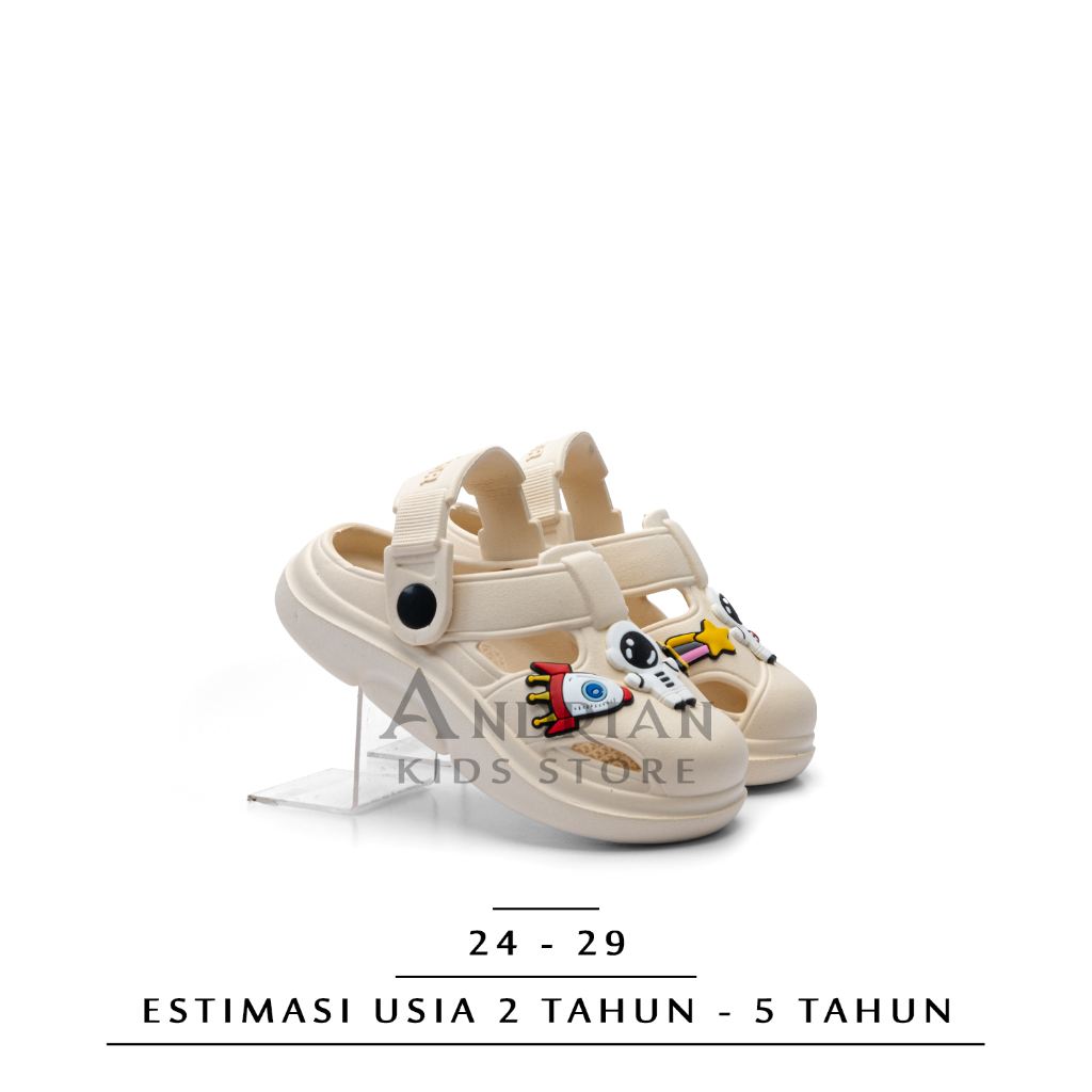 Sandal Anak Laki-laki Model Selop Tali Belakang berkarakter Astronot 2-5 Tahun