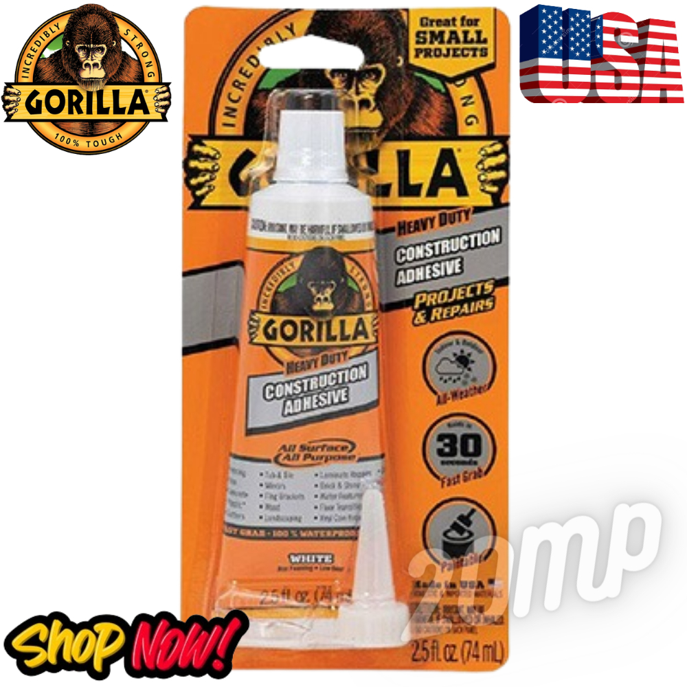 

GORILLA WATERPROOF CAULK & SEAL 100% SILICONE SEALANT – WHITE 2.5OZ