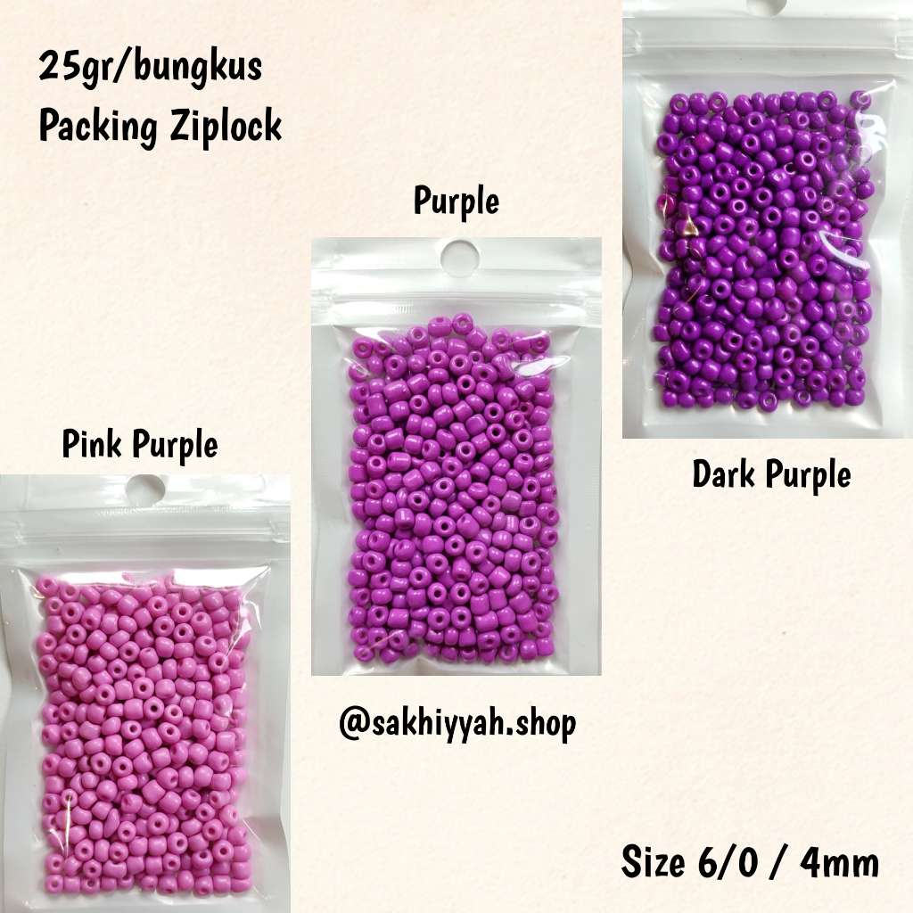 [4MM - 25 GRAM Packing Ziplock] Manik Mote Pasir 4mm (0.4cm) 6/0 25gr