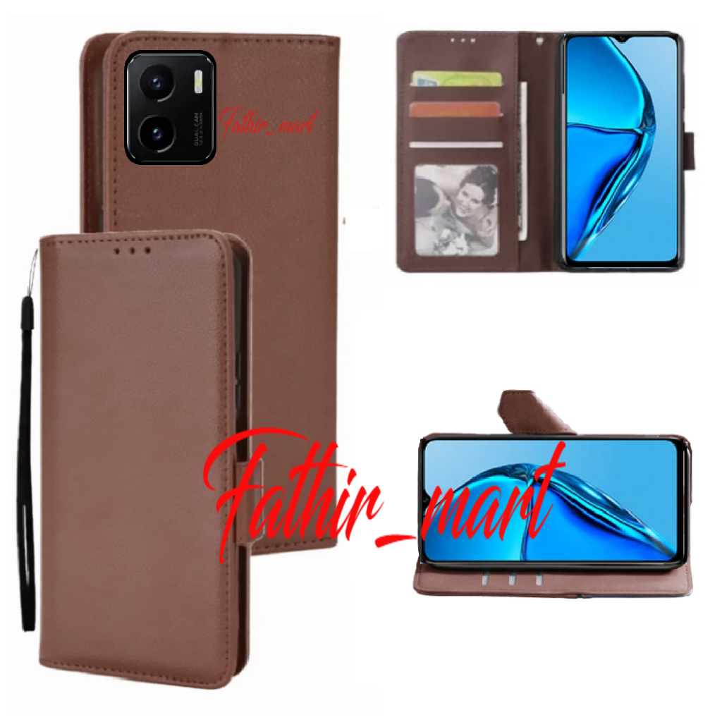 Case Dompet Hp VIVO Y15S Case Leather Flipcase Cover Kulit Casing Dompet
