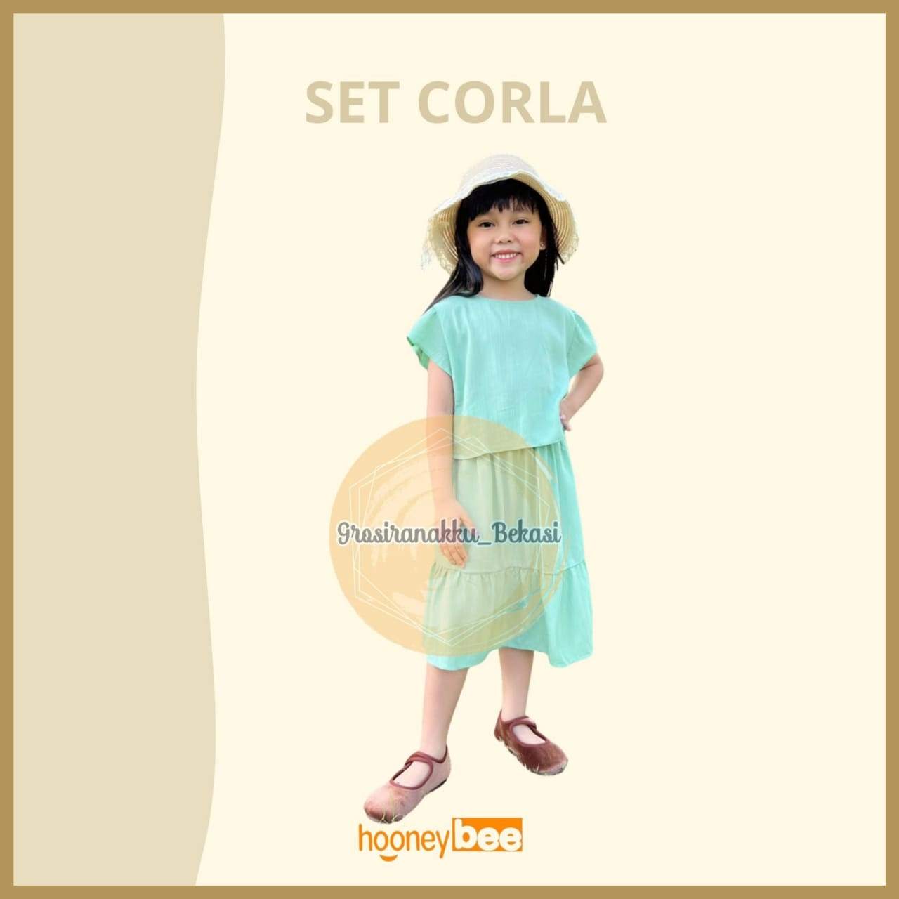 Setelan Anak Cewek Corla Hooneybee Warna Tosca Size 1-5 Thn